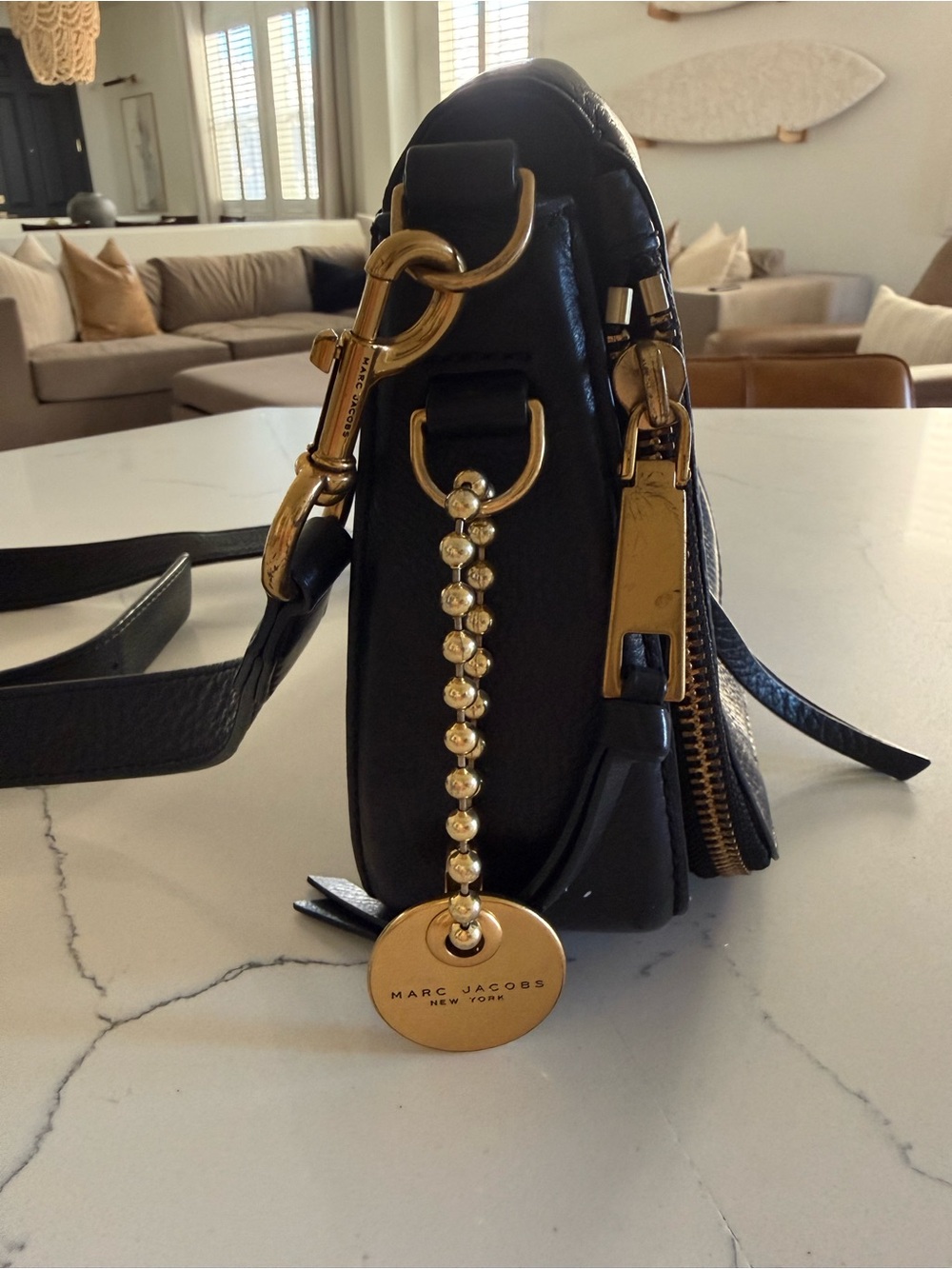Marc Jacobs Black Leather Recruit Saddle Crossbody with Gold Hardware - Picture 4 of 7